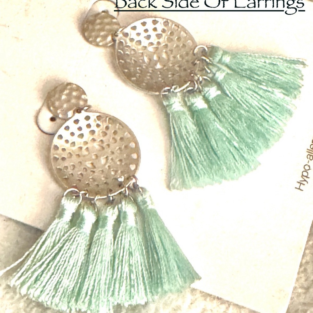 NEW WITH TAGS 💜💎 Time and Tru Silver and Mint Tassel Earrings - Picture 5 of 7